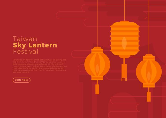 Festival das lanternas do céu de Taiwan vetor
