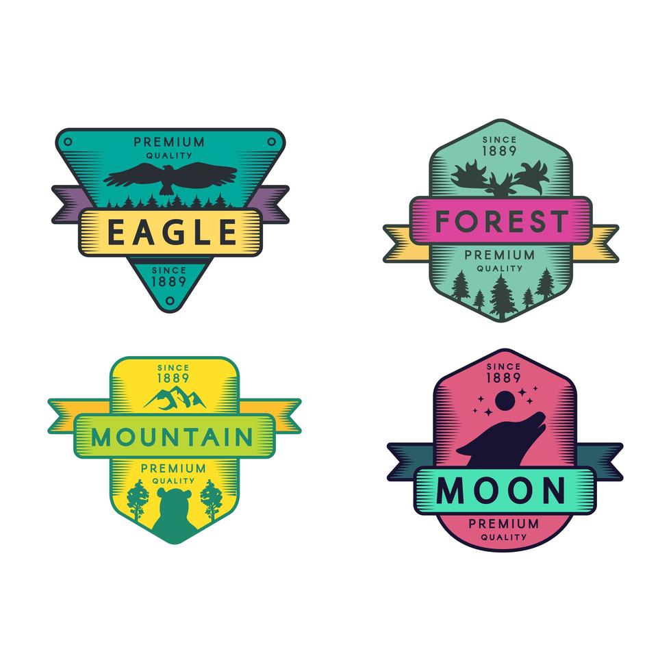 conjunto de modelos de logotipo de vetor de animais da floresta