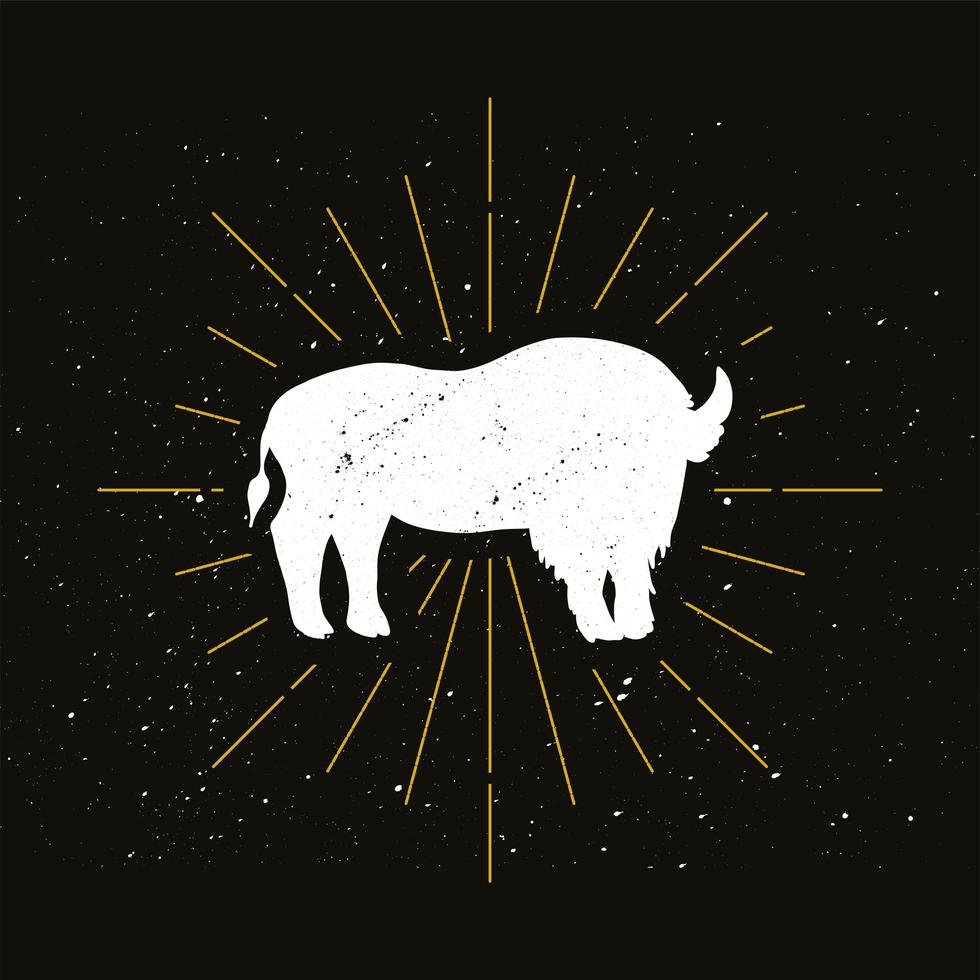 logotipo da silhueta de bisão em pé retrô vetor
