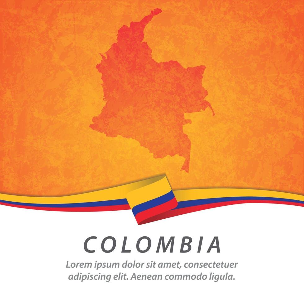 bandeira da colômbia com mapa vetor