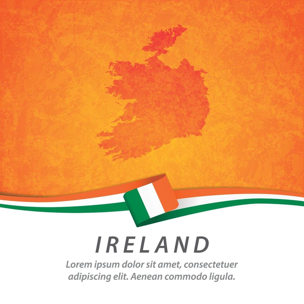 bandeira da irlanda com mapa vetor