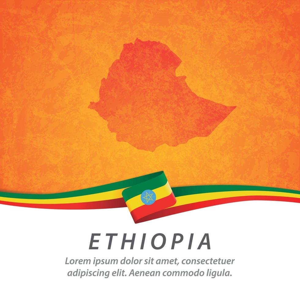 bandeira da etiópia com mapa vetor