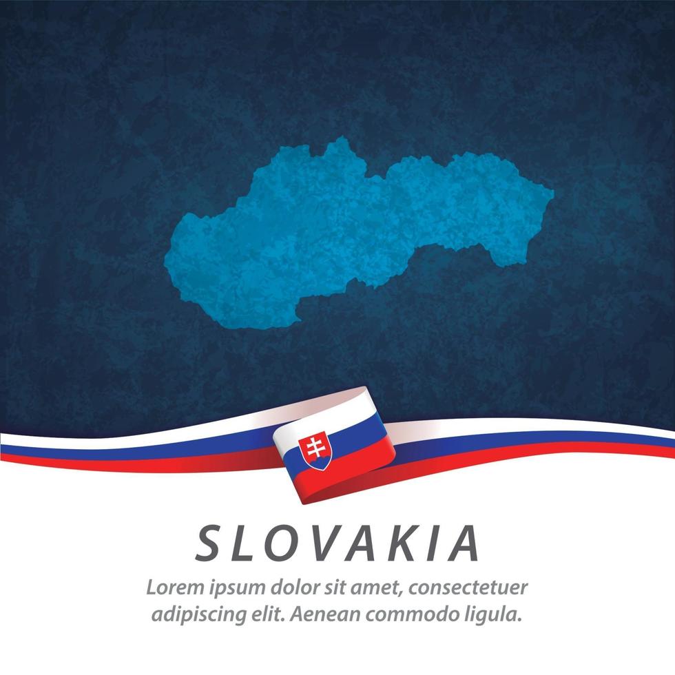 bandeira da eslováquia com mapa vetor