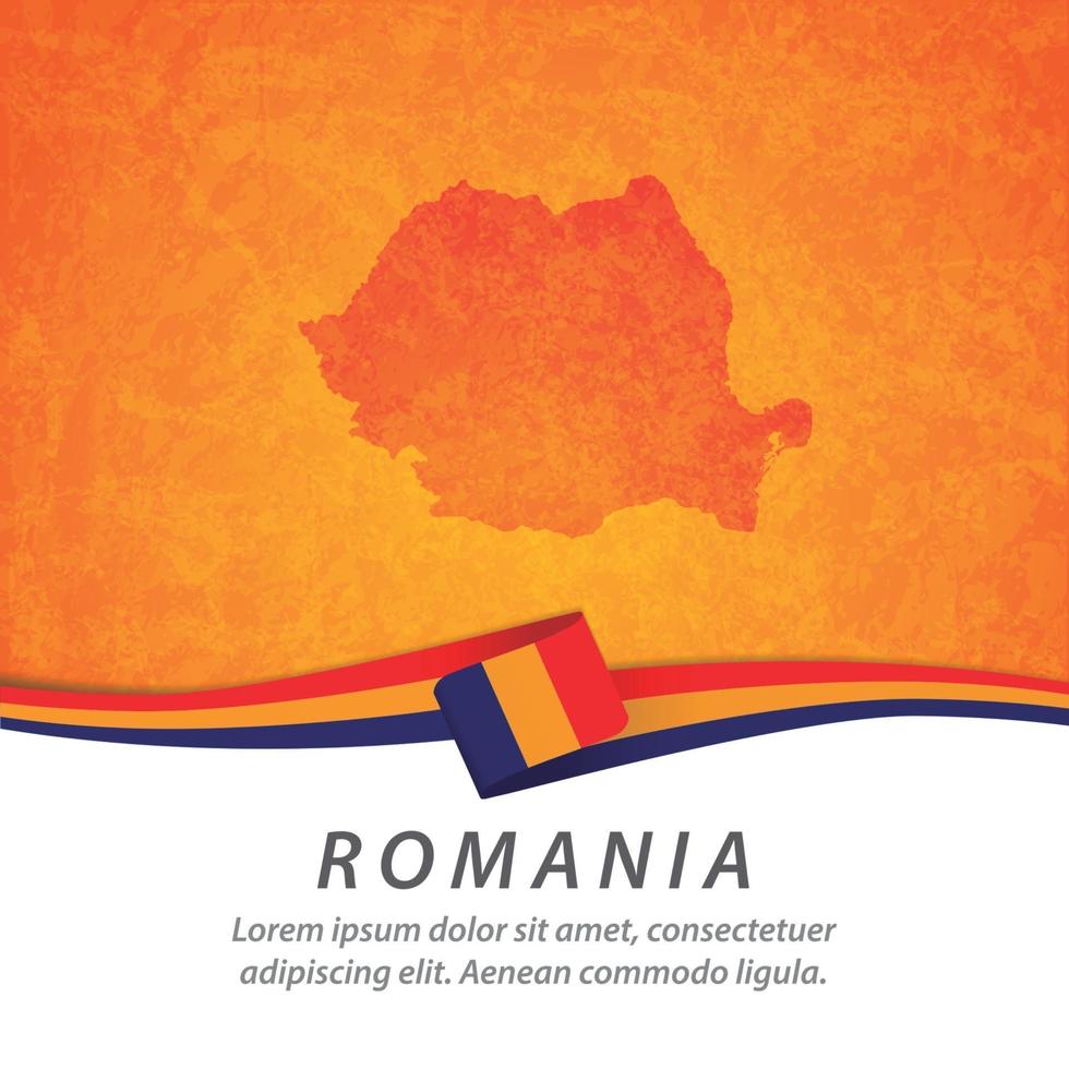 bandeira da romênia com mapa vetor