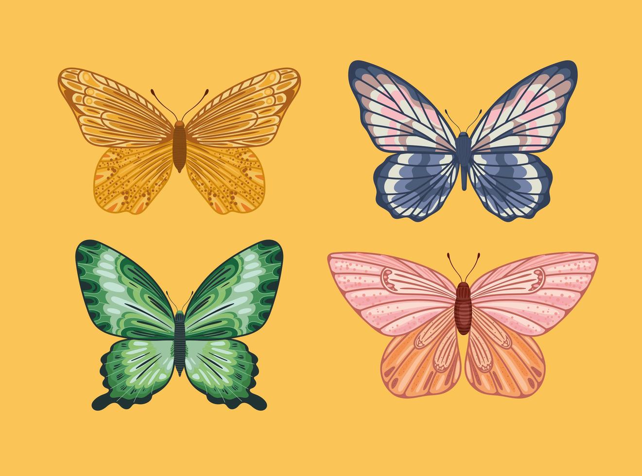 quatro lindas borboletas vetor
