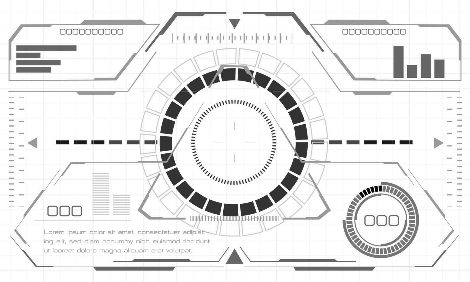 hud ficção científica interface tela monocromático Visão Projeto virtual realidade futurista tecnologia exibição vetor