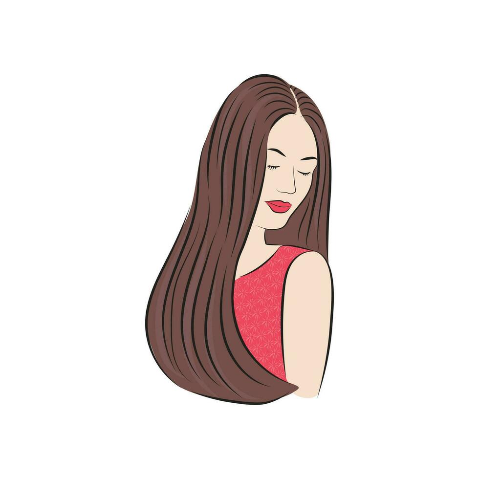 menina mulheres vetor ilustração Castanho cabelo vermelho vestir