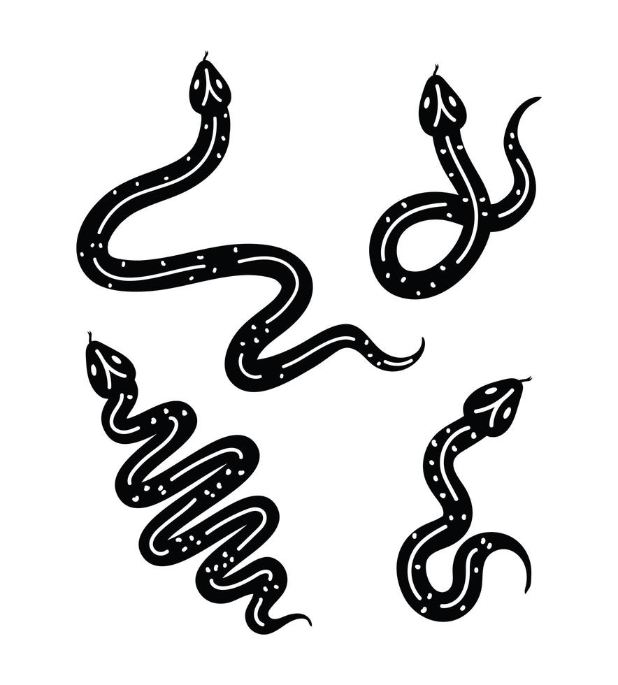 conjunto de tatuagem minimalista de cobras vetor