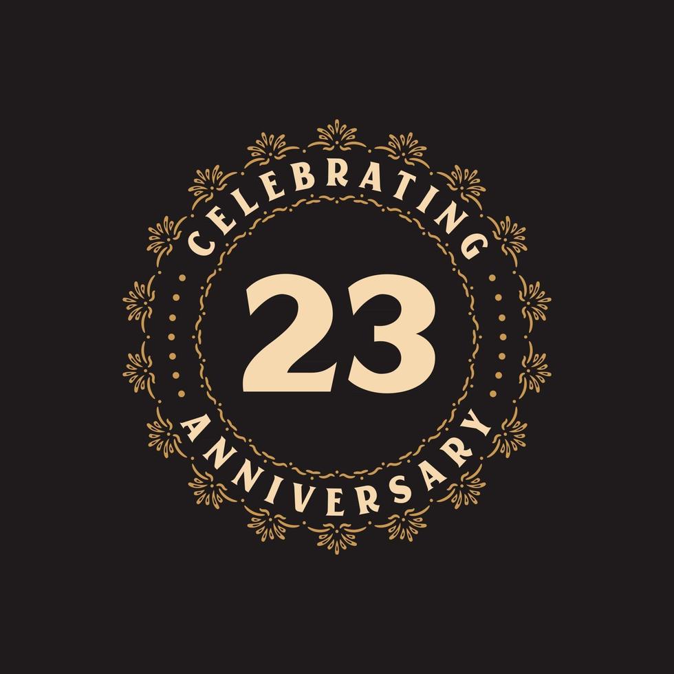 Celebração de 23 anos, cartão de felicitações para o aniversário de 23 anos vetor