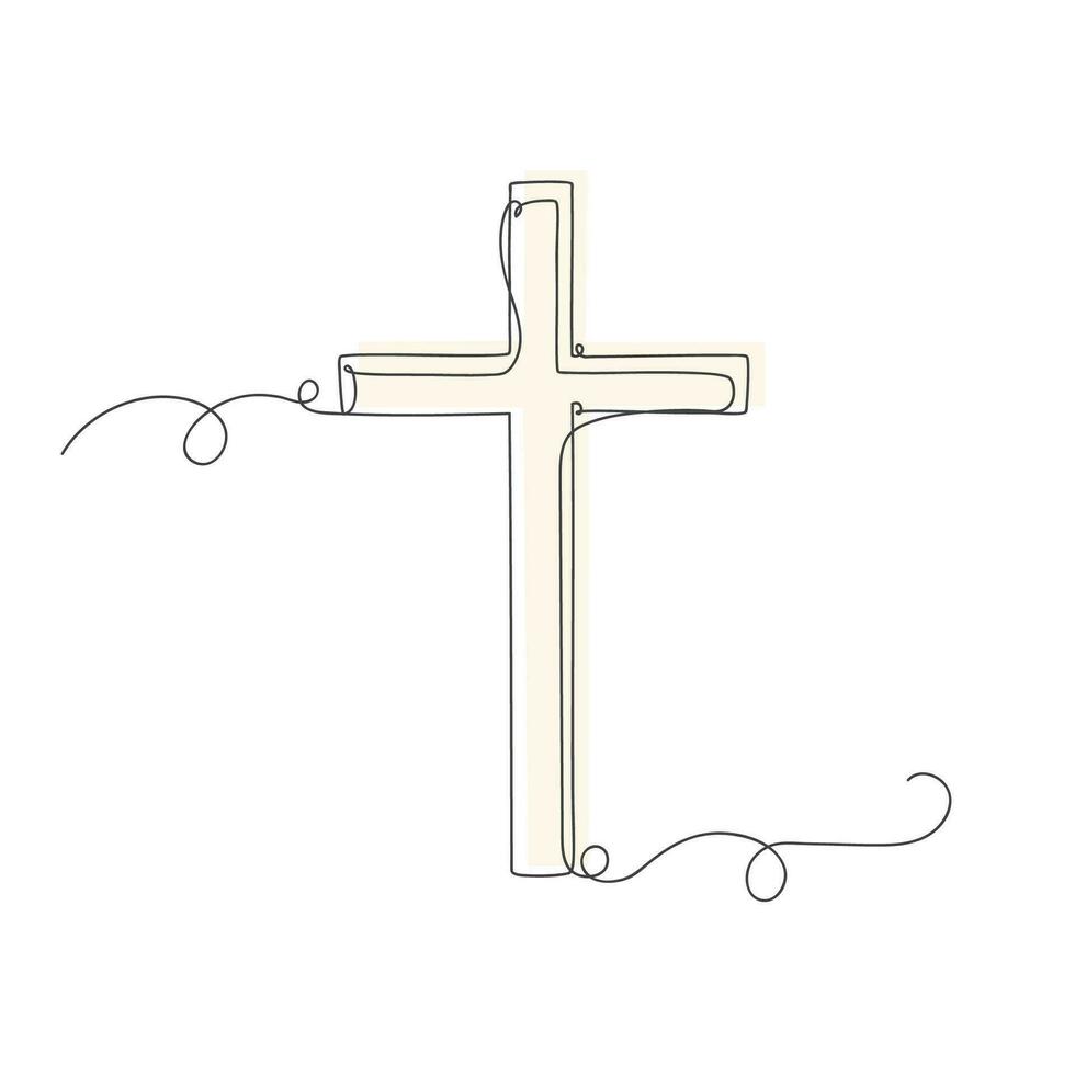 1 linhas contínuo religião cristão Cruz vetor ilustração.