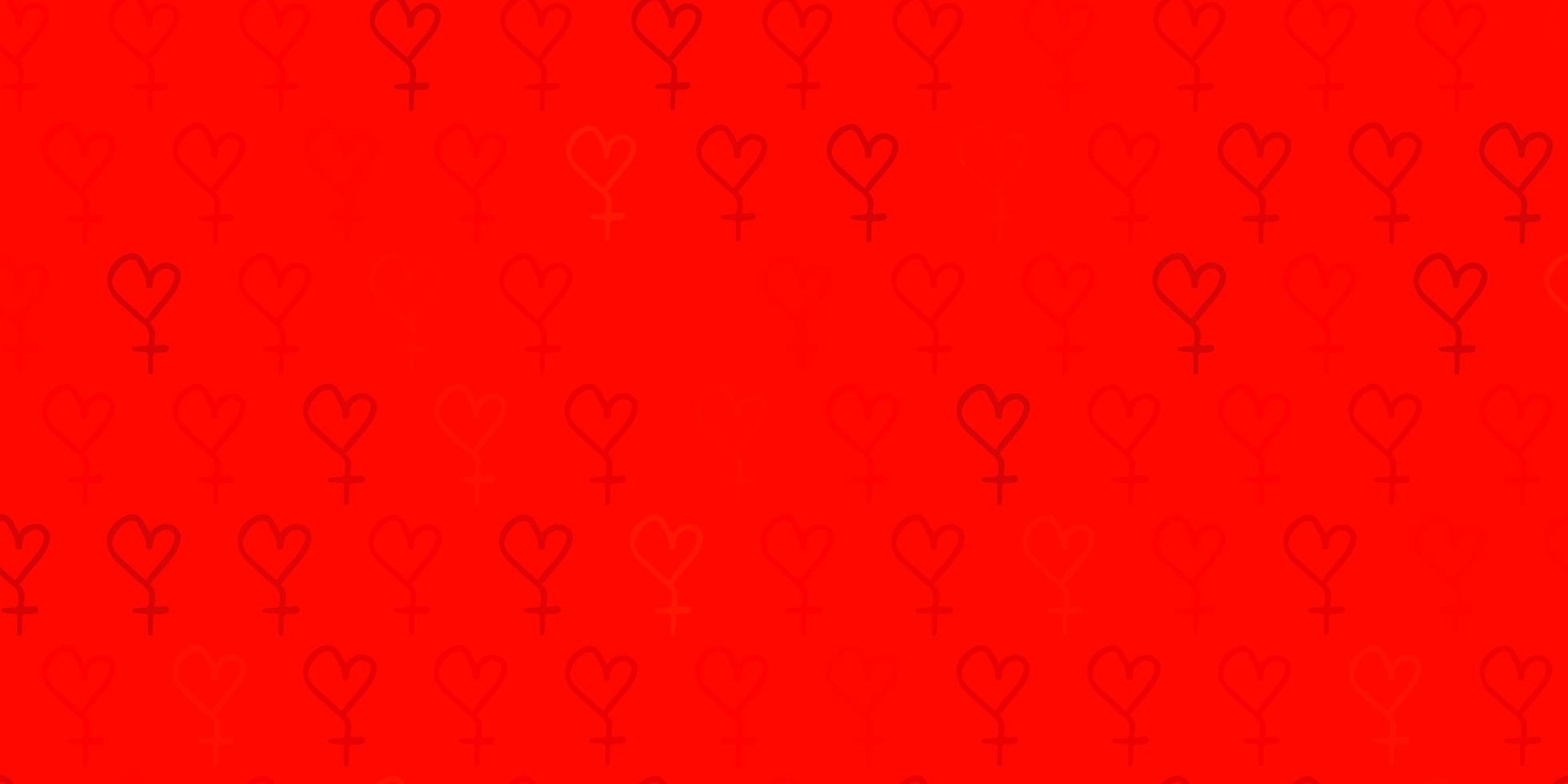 fundo vector vermelho claro com símbolos de mulher