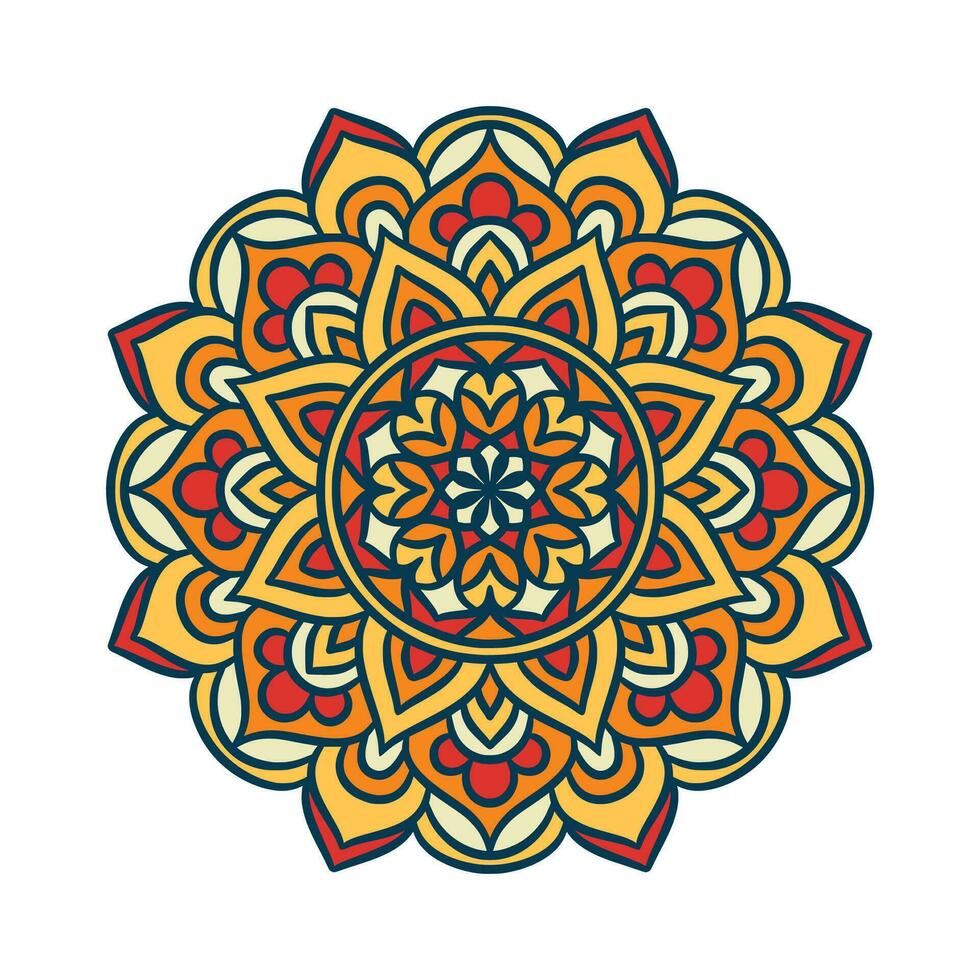 padrão de ornamento redondo mandala étnica com colorido vetor