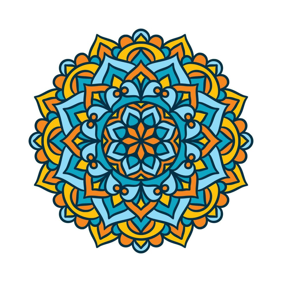 padrão de ornamento redondo mandala étnica com colorido vetor