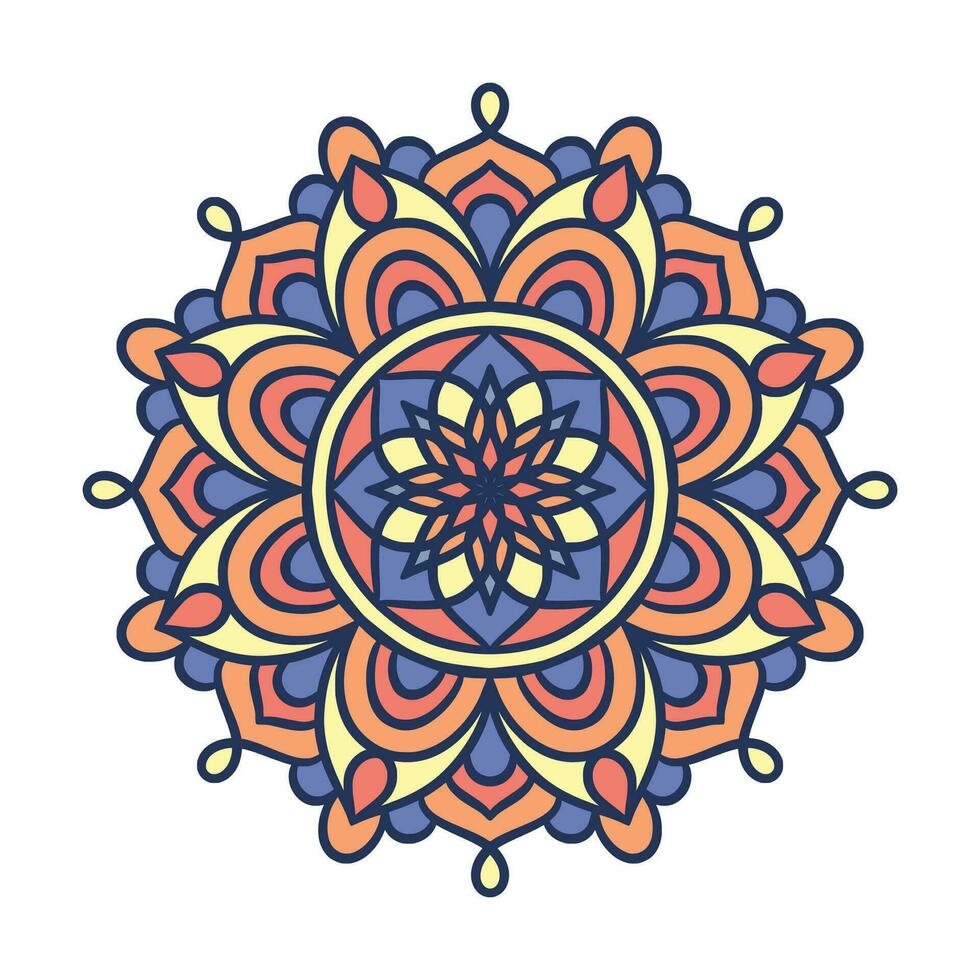 padrão de ornamento redondo mandala étnica com colorido vetor