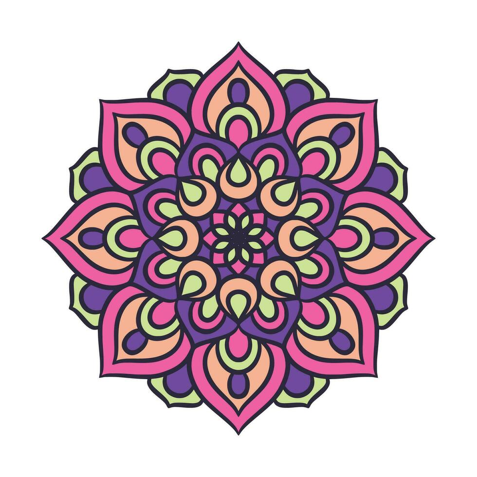 padrão de ornamento redondo mandala étnica com colorido vetor