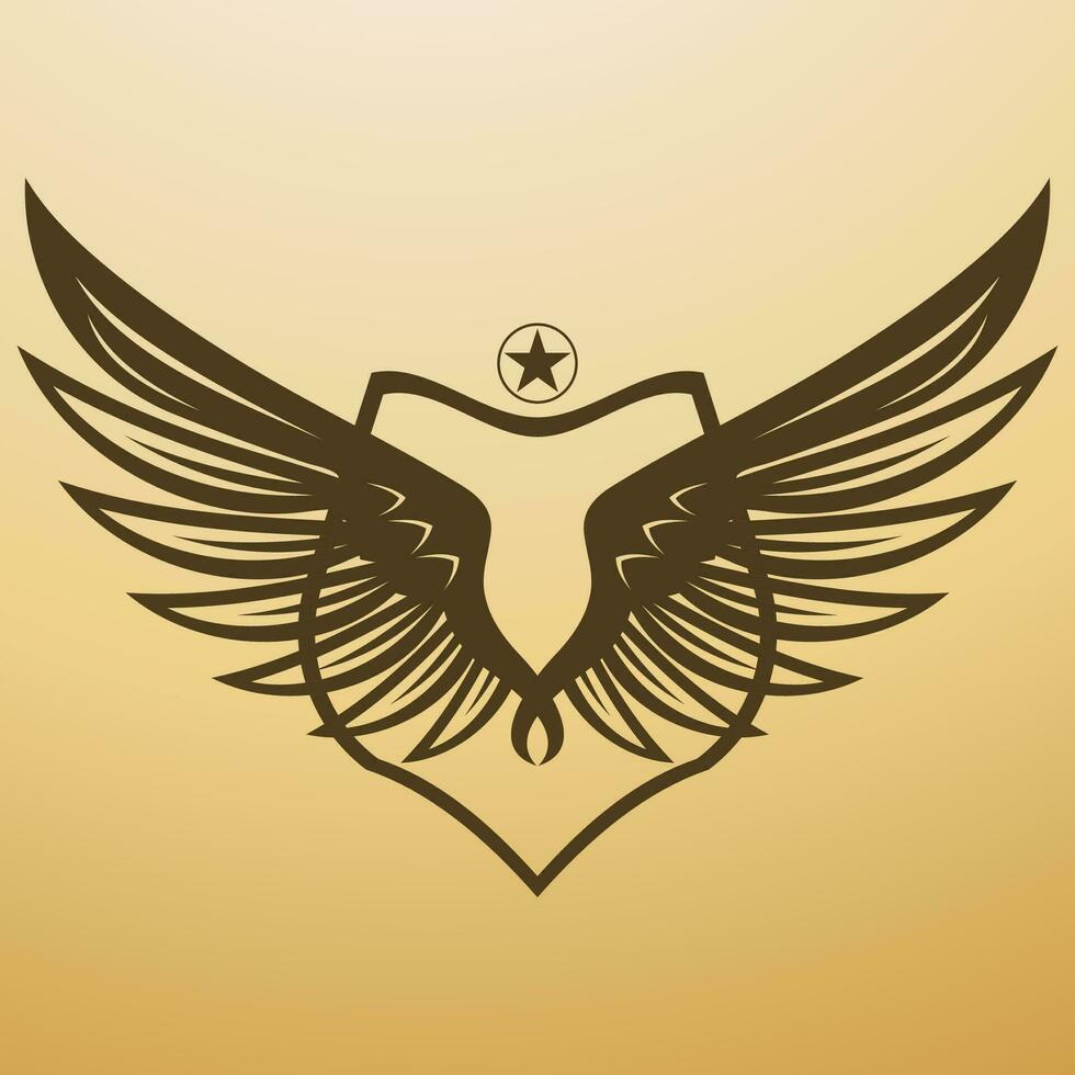 pássaro asa escudo logotipo vetor