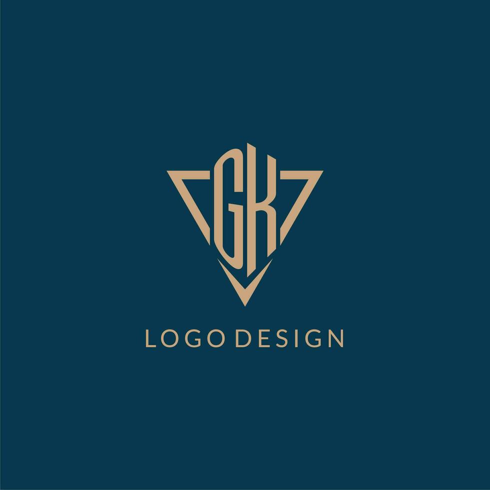 gk logotipo iniciais triângulo forma estilo, criativo logotipo Projeto vetor