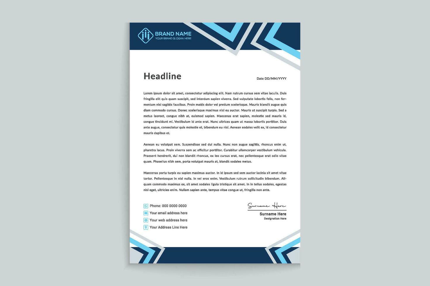 azul elegante corporativo papel timbrado Projeto vetor