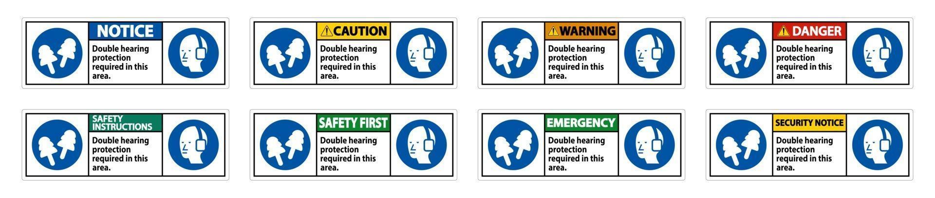 proteção auditiva dupla necessária nesta área com protetores auriculares e protetores auriculares vetor