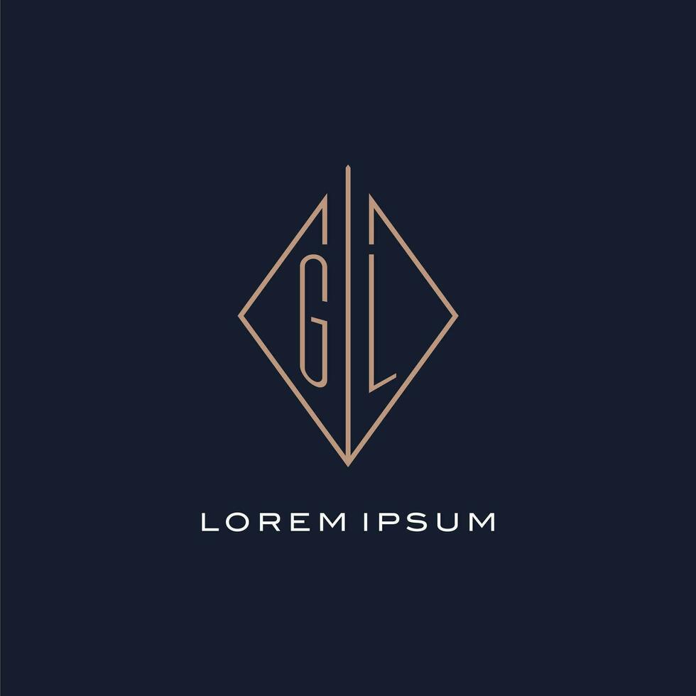 monograma gl logotipo com diamante losango estilo, luxo moderno logotipo Projeto vetor