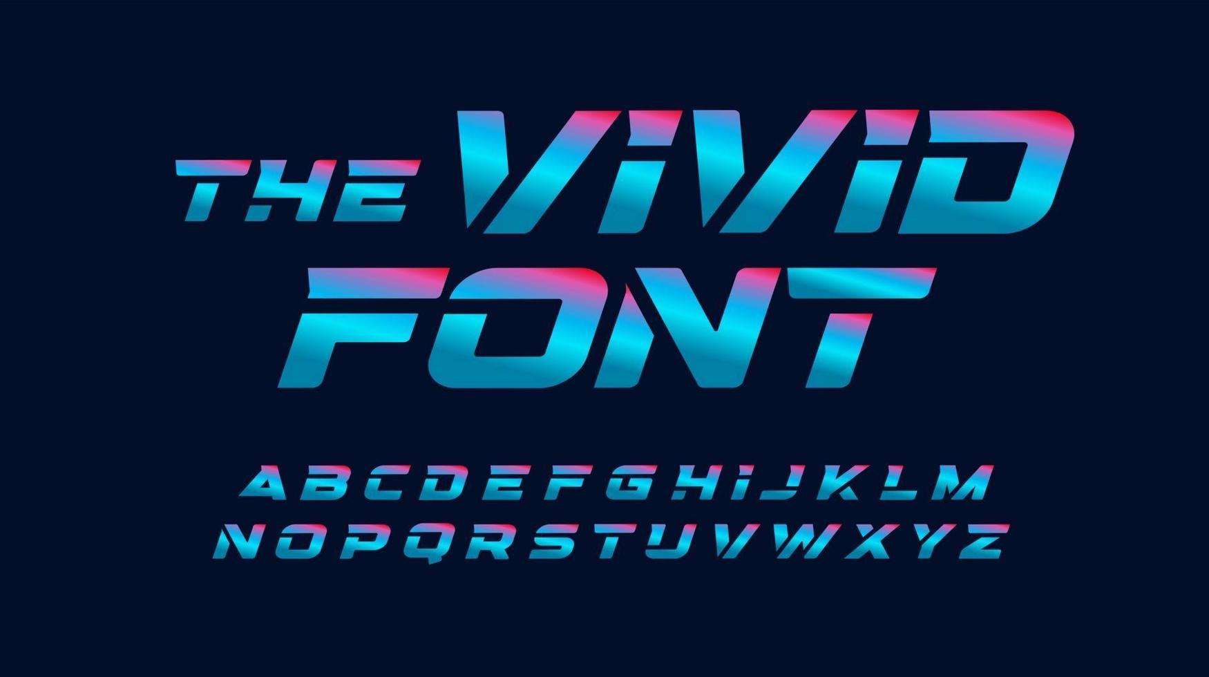 conjunto de letras cyberpunk vivas. alfabeto de estilo destacado em azul e rosa, itálico e negrito. fonte de cor moderna para torneios, campeonatos, jogos, moda e eventos de arte. design de tipografia do vetor. vetor