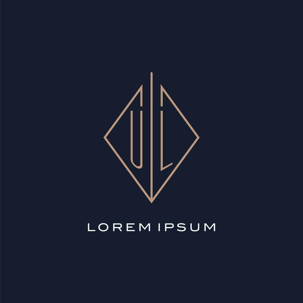 monograma ul logotipo com diamante losango estilo, luxo moderno logotipo Projeto vetor