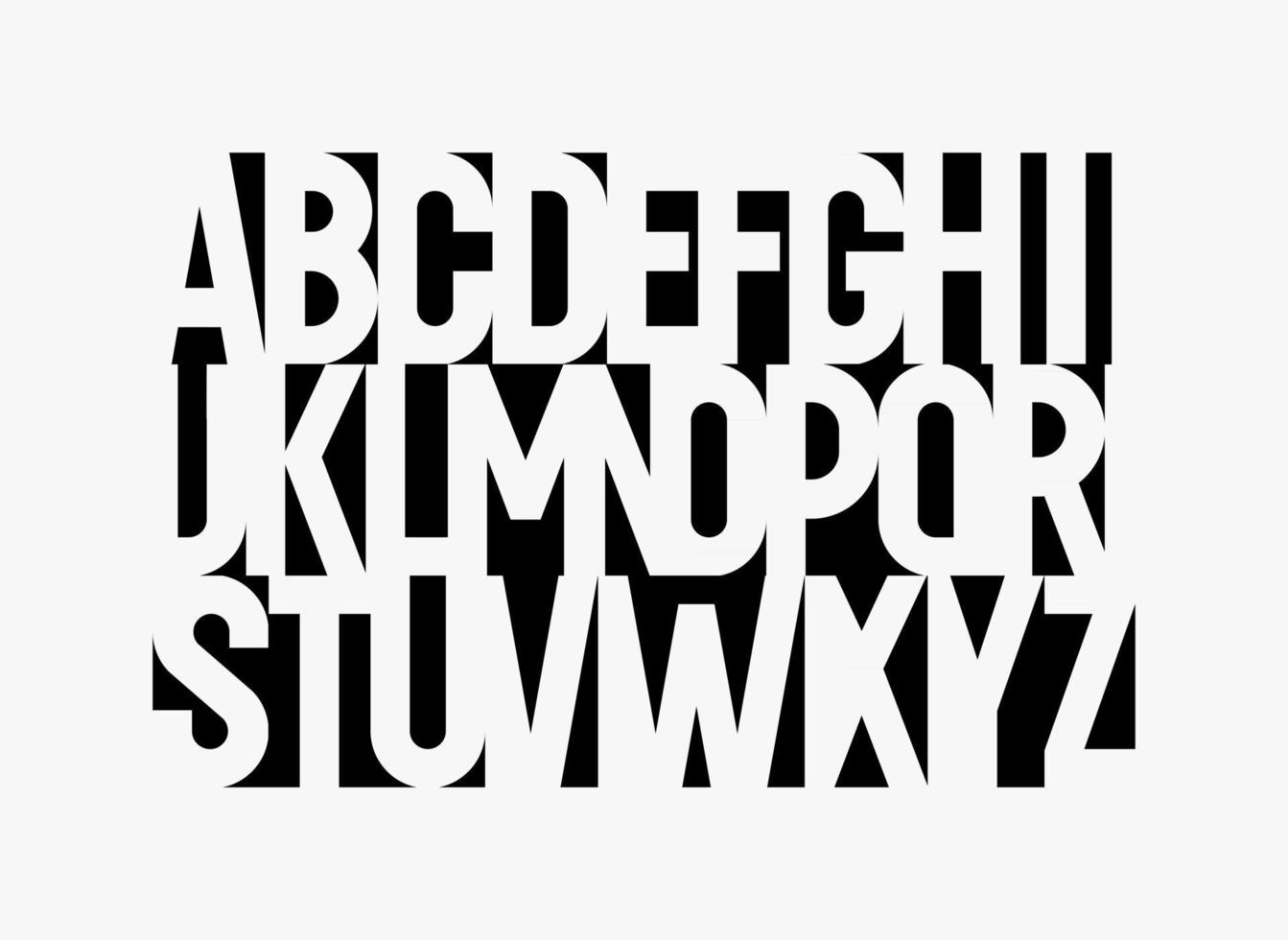 espaço negativo fonte de recorte aalphabet tipo moderno para logotipo, título, monograma, letras criativas e maxi tipografia. letras condensadas de estilo mínimo, design tipográfico vetorial vetor