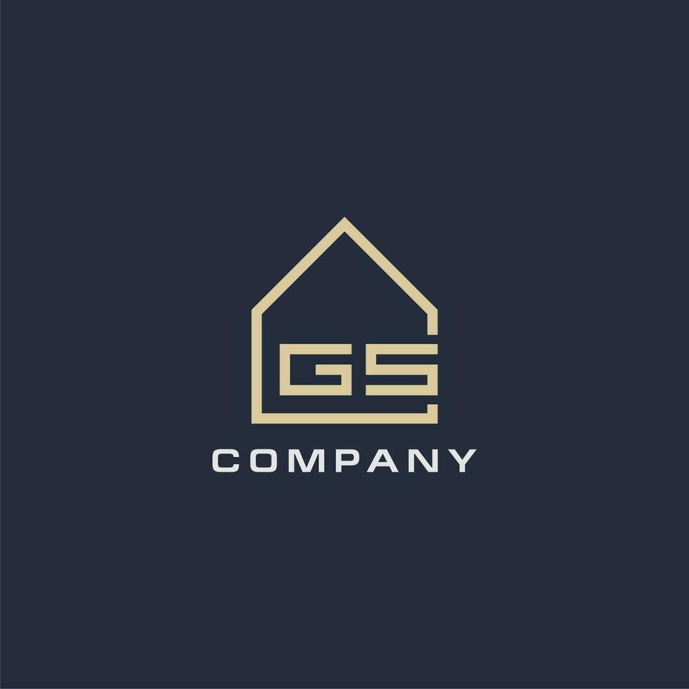 inicial carta gs real Estado logotipo com simples cobertura estilo Projeto Ideias vetor