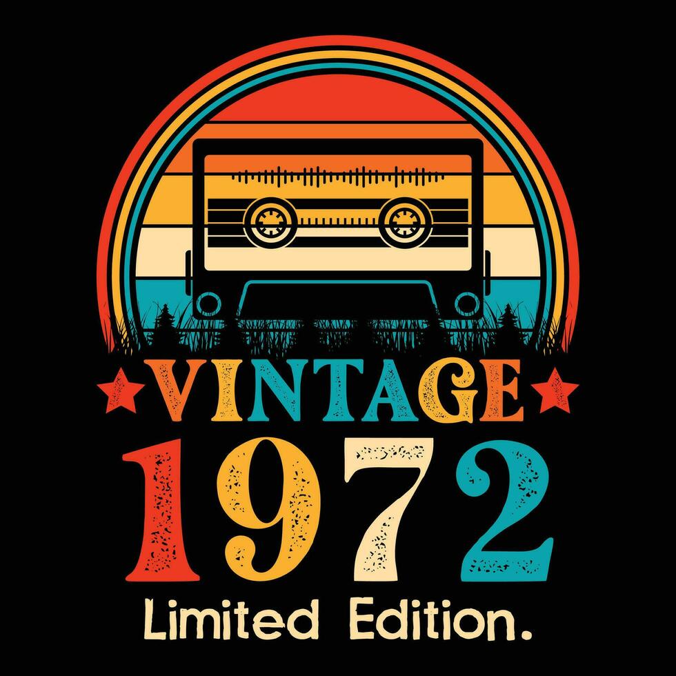 vintage 1972 limitado edição cassete fita vetor
