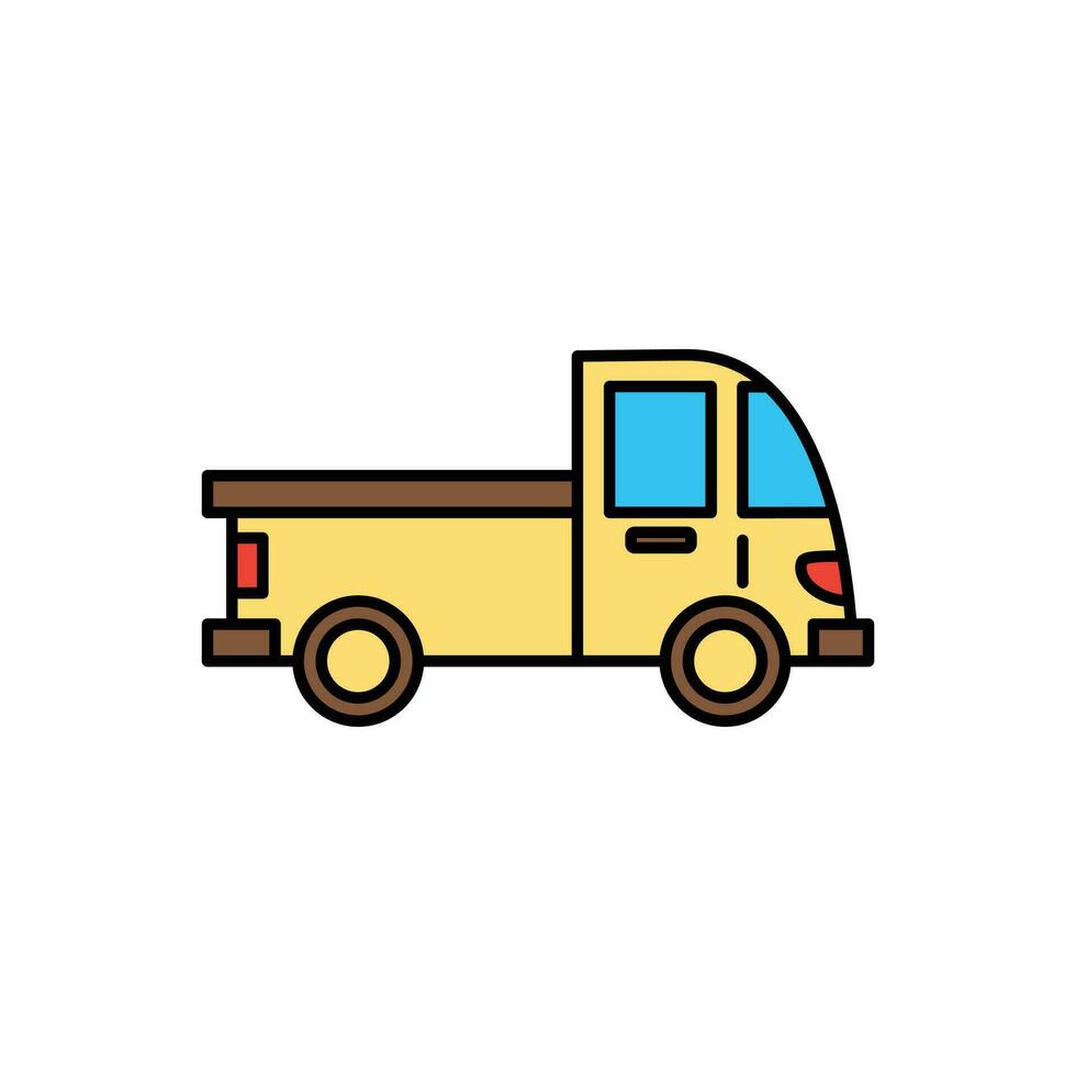 fofa desenho animado cor delineado transporte veículo ícone vetor