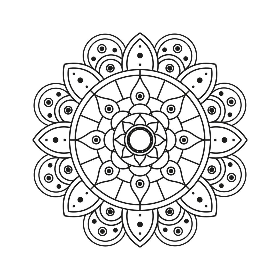 ícone artístico de etnia mandala monocromática floral decorativa vetor