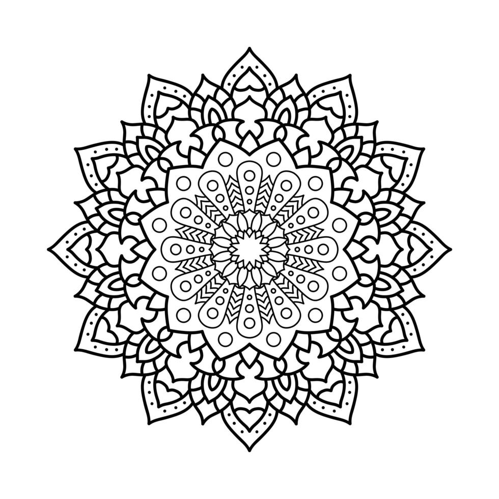 ícone artístico de etnia mandala monocromática floral decorativa vetor