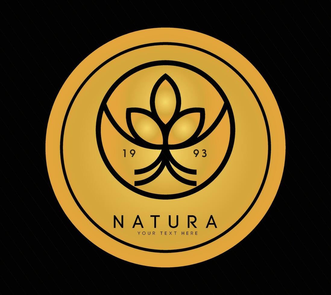 luxo dourado Prêmio natural árvore logotipo vetor
