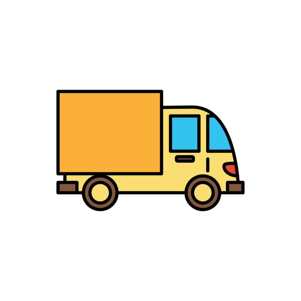 fofa desenho animado cor delineado transporte veículo ícone vetor