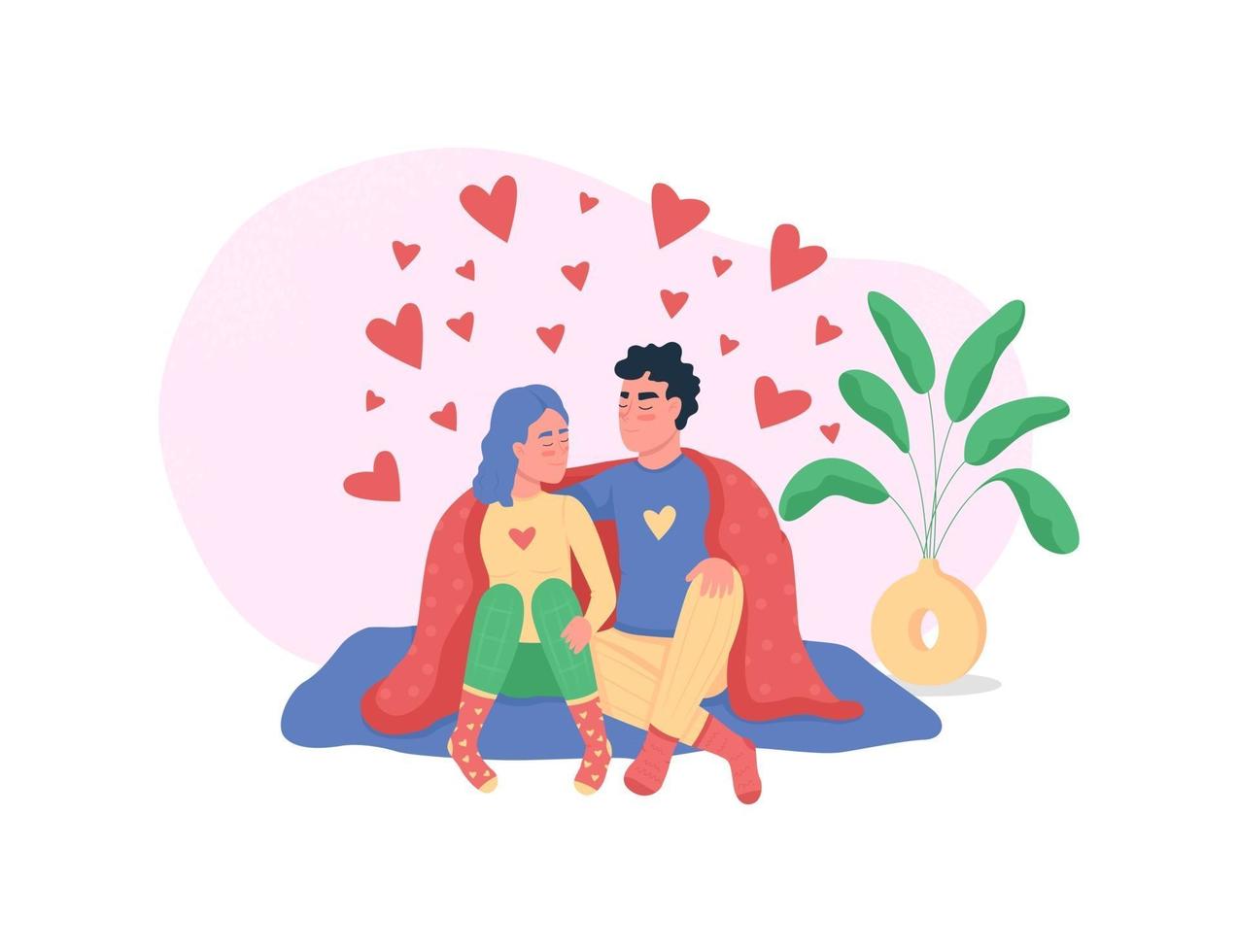 casal feliz em casa vetor 2d web banner