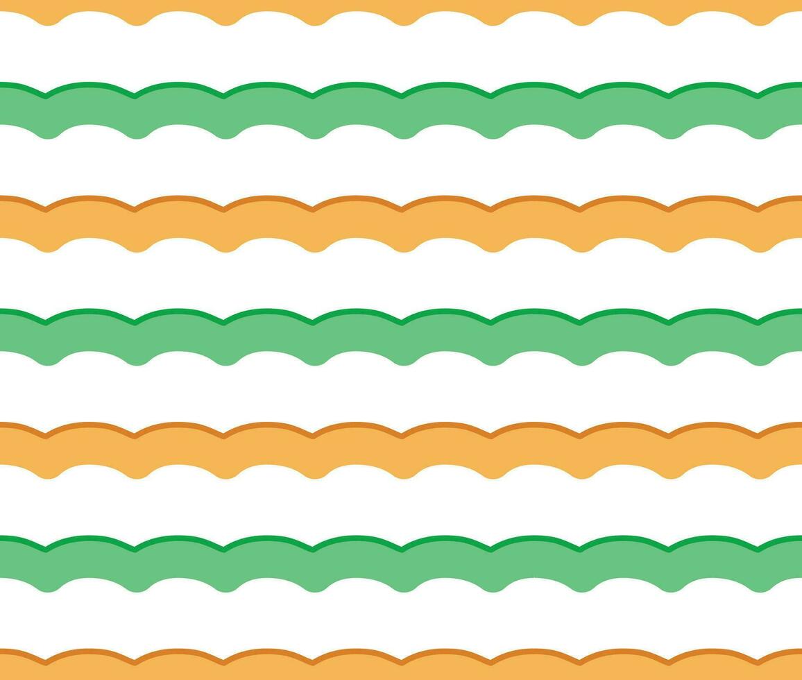 desatado padronizar com laranja e verde ondulado linhas às branco fundo, algodão doce, nuvem fofinho, vetor ilustração
