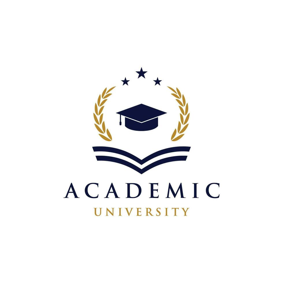 Educação logotipo modelo Projeto com solteiro boné e livro conceito com criativo ideia.logotipo para escola, universidade, academia e estudante. vetor