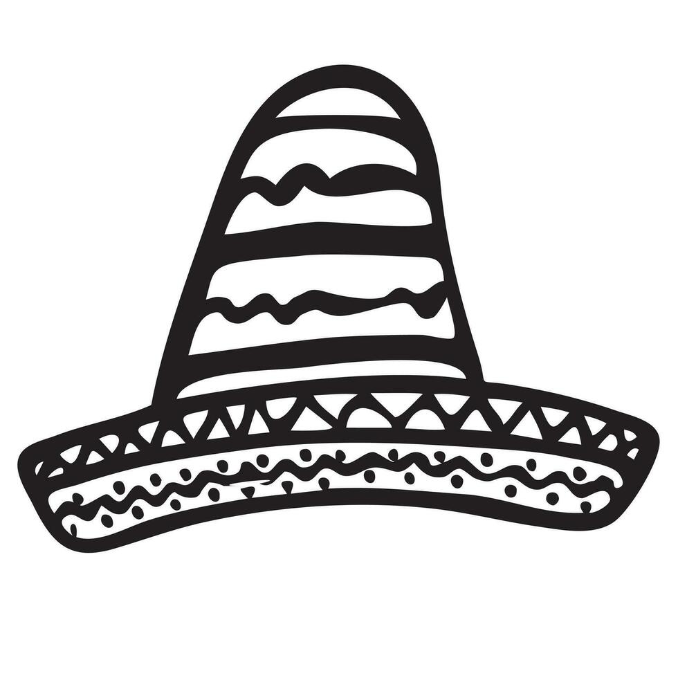 sombreiro. uma mexicano chapéu com uma Largo borda. vetor ilustração. rabisco estilo isolado em uma branco fundo.