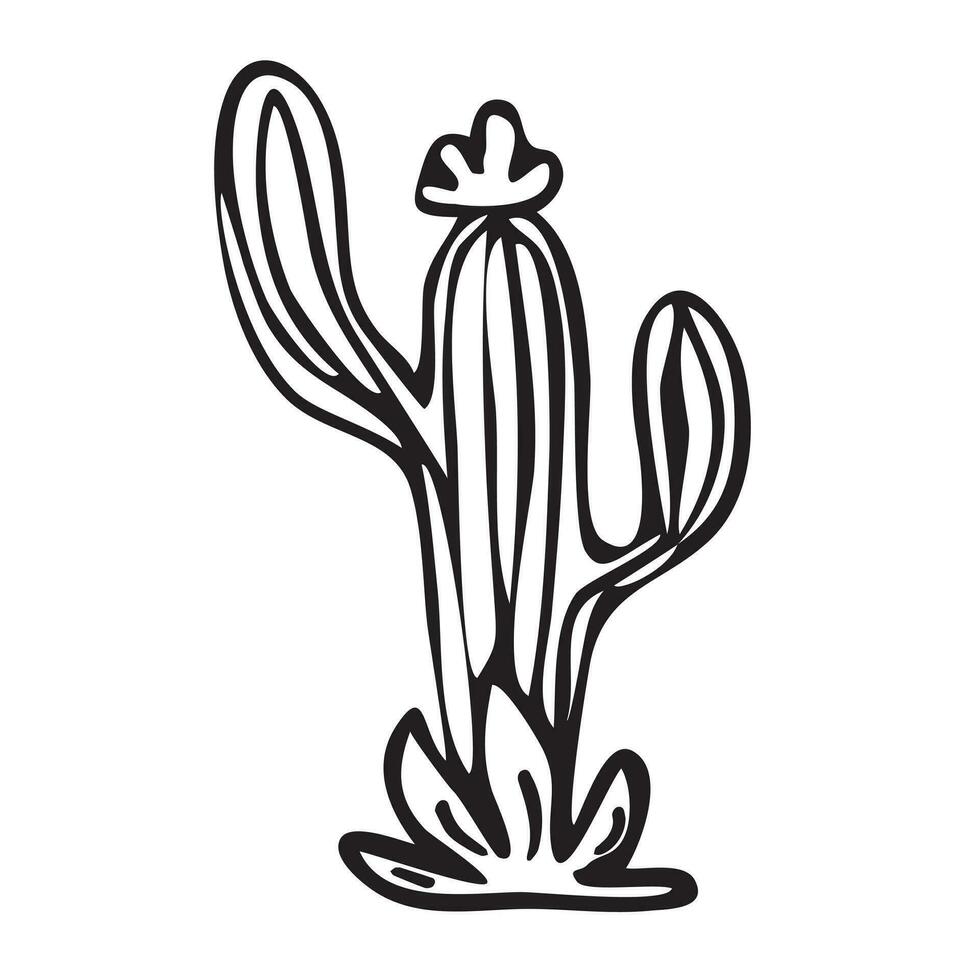 espinhoso cacto. uma deserto plantar. mexicano. vetor ilustração. rabisco estilo isolado em uma branco fundo.