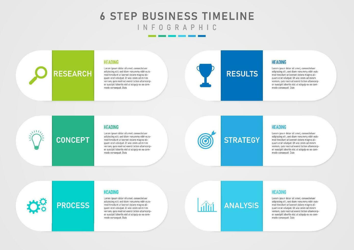 simples infográfico modelo 6 passos o negócio plano para sucesso branco arredondado quadrado com multicolorido quadrados dentro a meio com branco cartas em a esquerda ícone certo carta cinzento gradiente fundo vetor