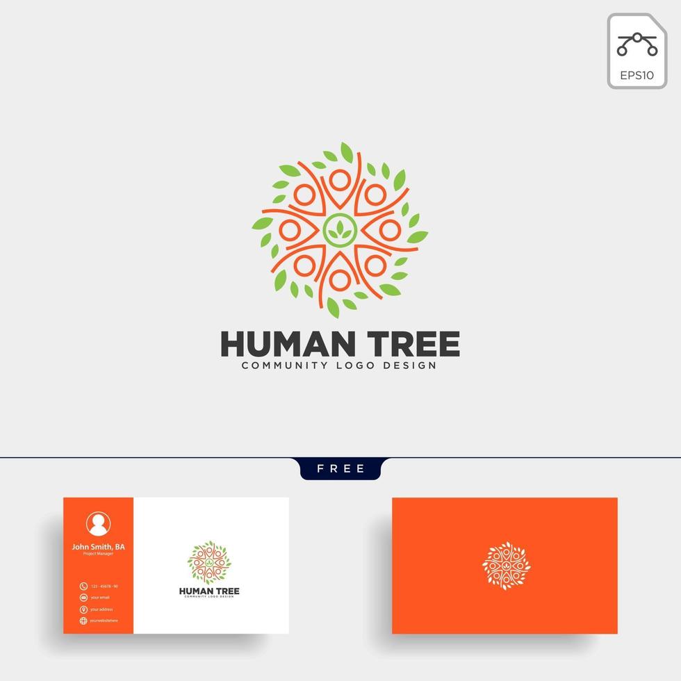folha de árvore humana comunidade logotipo modelo ilustração vetorial ícone elemento isolado vetor