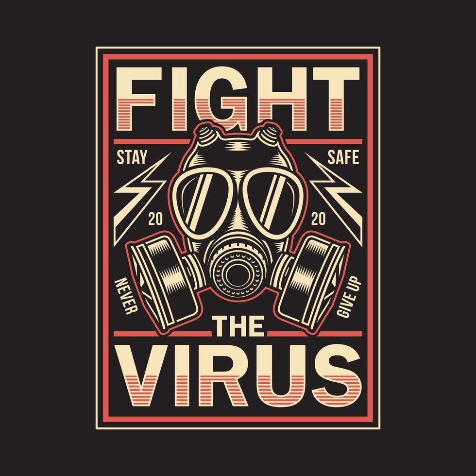 camiseta gráfica vintage Fight Corona Virus em preto vetor