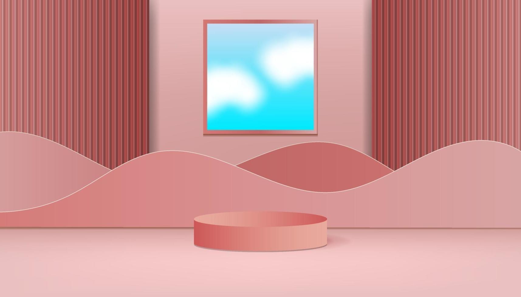 cena minimalista abstrata com formas geométricas e display de pódio em cilindro vetor