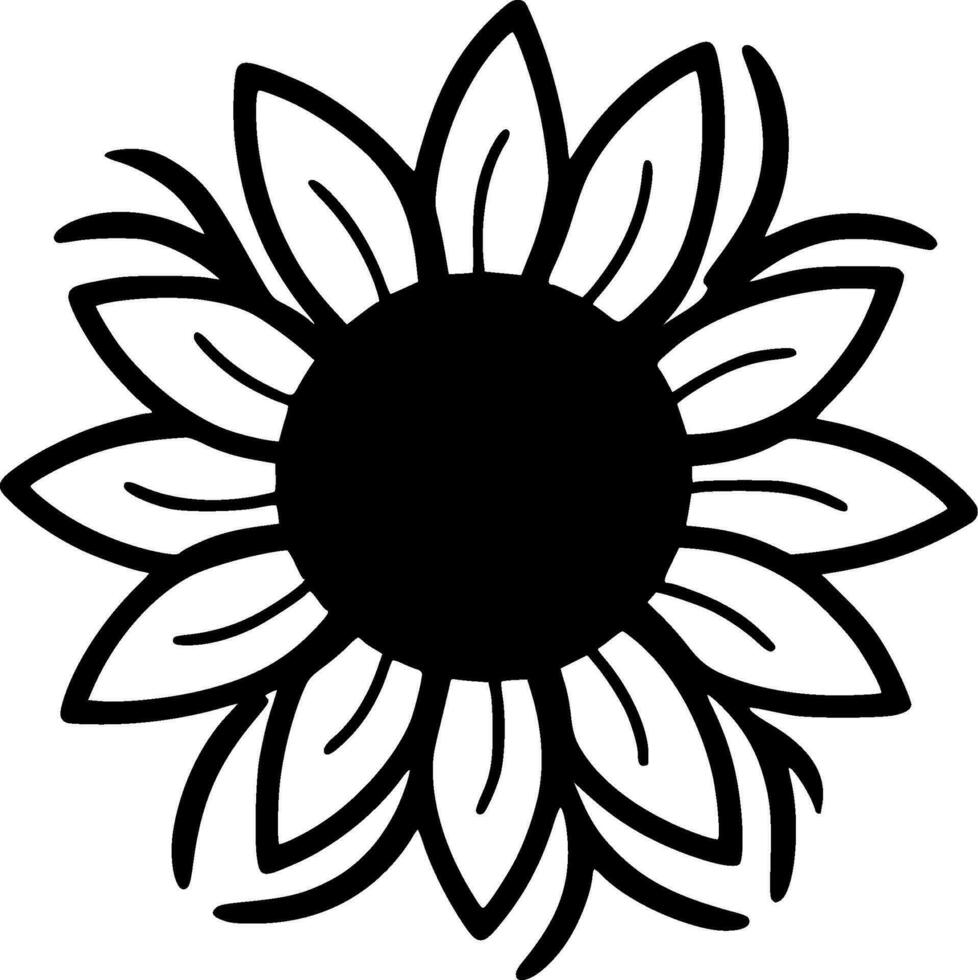 girassol - Preto e branco isolado ícone - vetor ilustração