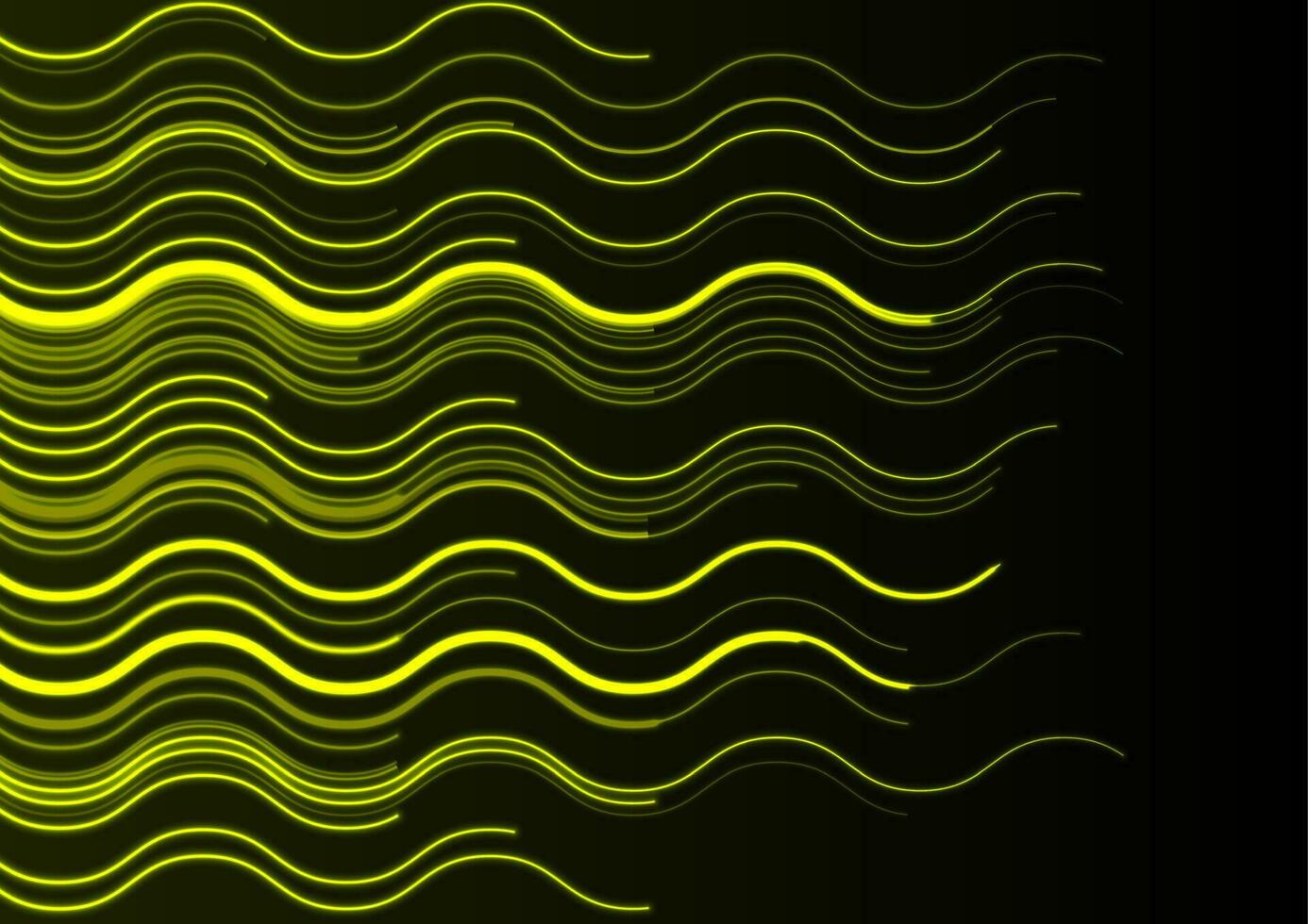 brilhante amarelo néon ondulado linhas abstrato tecnologia fundo vetor