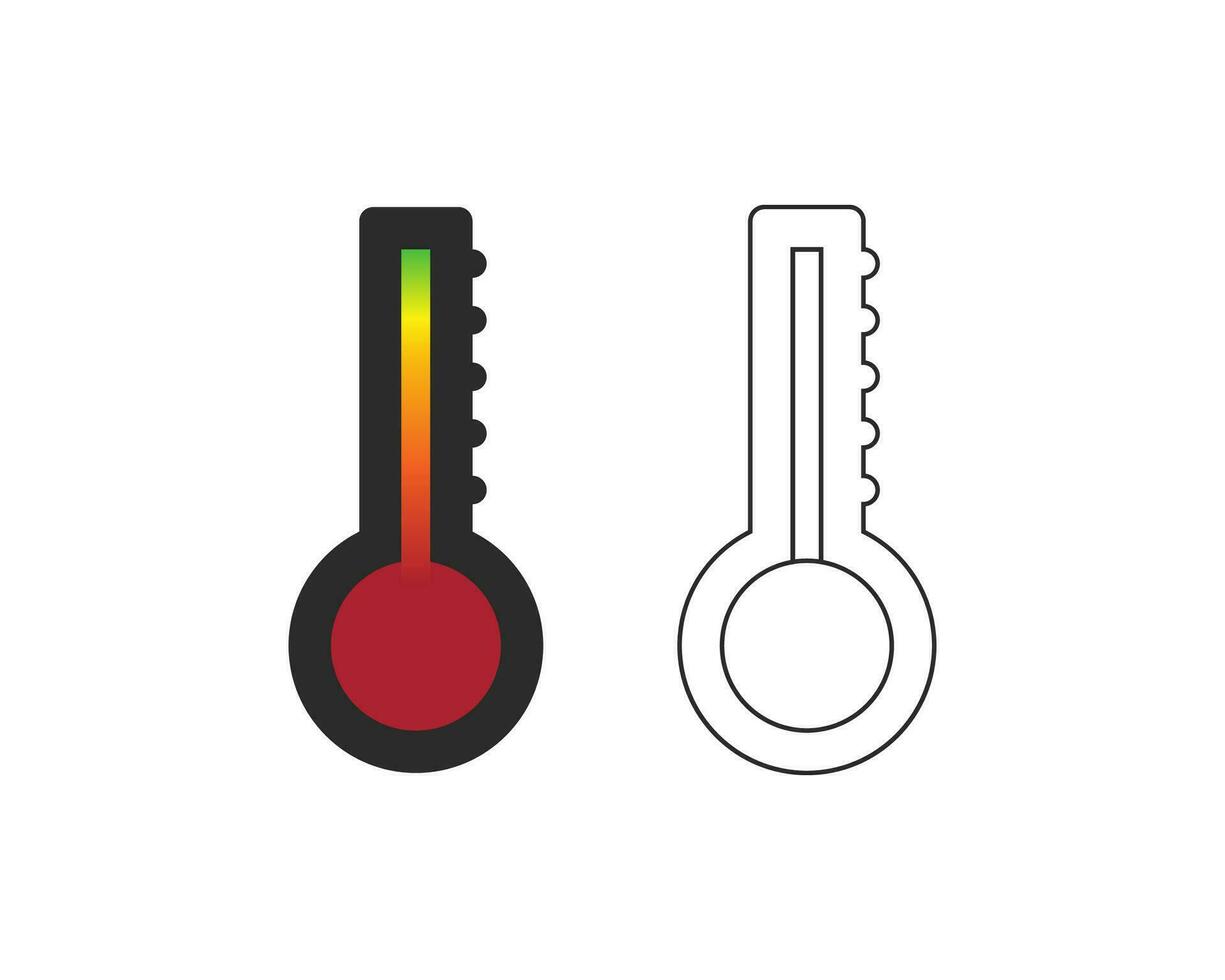 termômetro quente e frio ícone e esboço termômetro ícone vetor