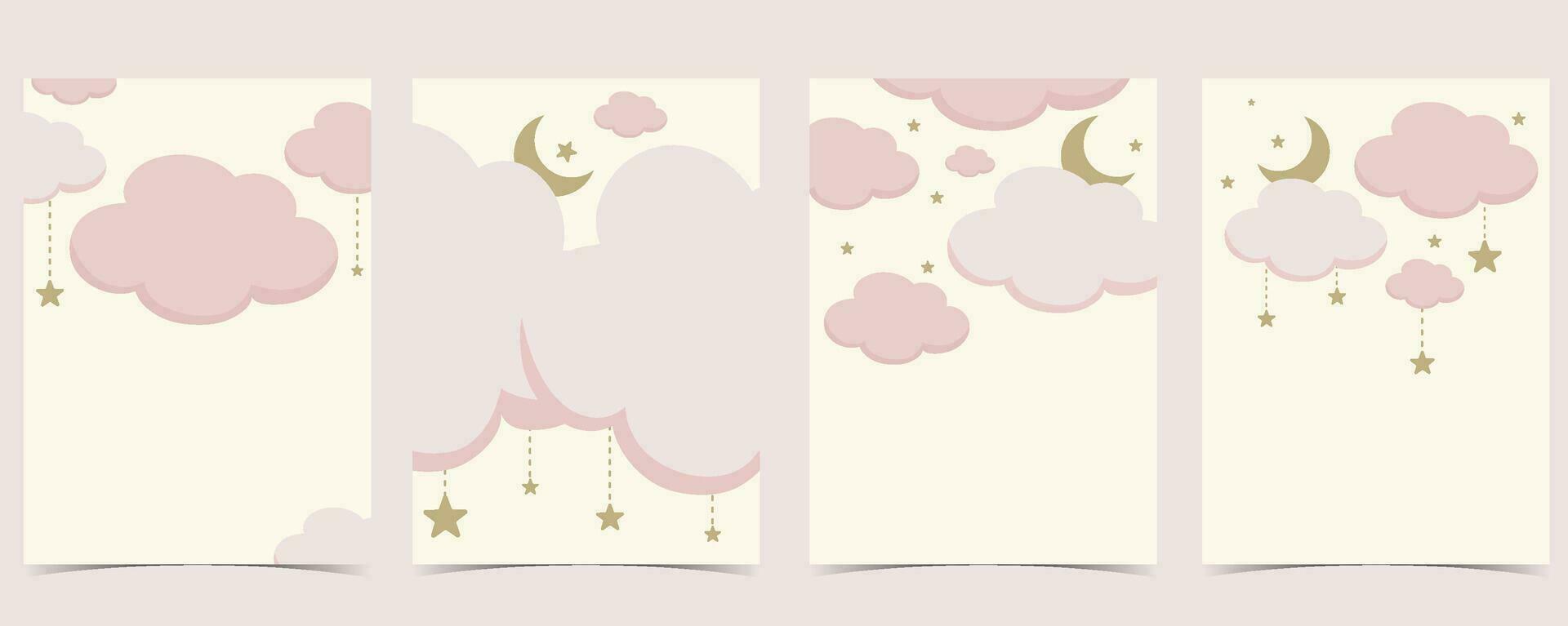 bebê chuveiro convite cartão para menina com balão, nuvem,céu, Rosa vetor