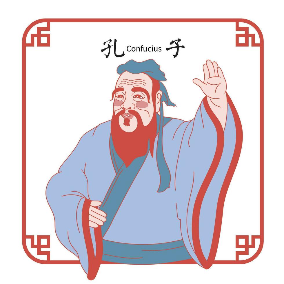 confúcio ilustração, professores dia, chinês tradução confúcio vetor