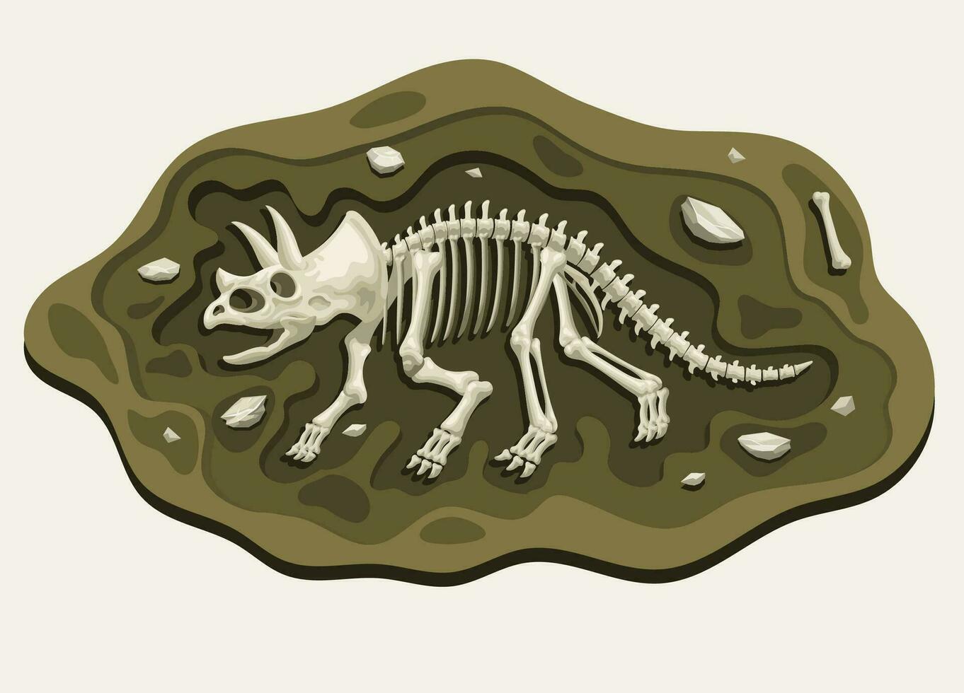 Vetores de Dinossauros De Desenho Animado Fósseis Esqueleto De Dinossauro  Antigo Triceratops Fóssil De Amonita E Folha Elementos De Escavação  Paleontológicas Conjunto Vetorial e mais imagens de Fóssil - iStock