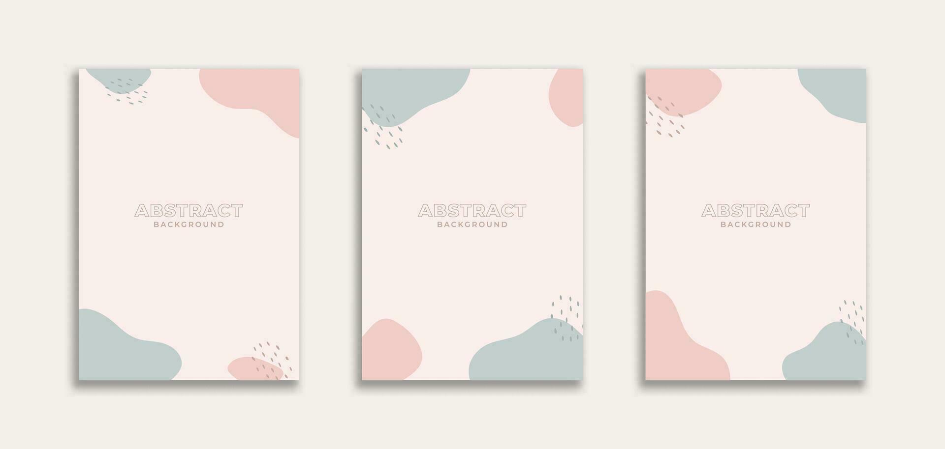 conjunto do 3 fofa abstrato fundo com blob Rosa azul cor pastel tema. fluido estilo para bandeiras, panfleto, poster, quadro, fronteira, apresentações, panfletos, Publicidades, promoção vetor